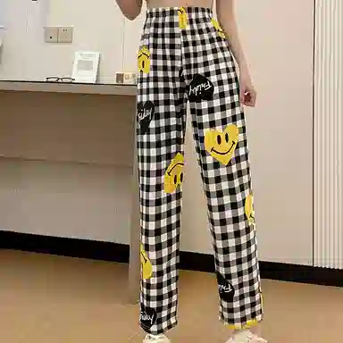 莫代尔 时尚格子印花舒适亲肤长裤睡裤 女款 花色