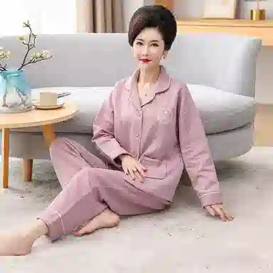 莫代尔 柔软蓄热锁温耐磨保暖夹层亲肤舒适长袖长裤睡衣套装 女款 藕色