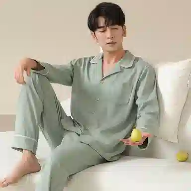 莫代尔 抗菌微弹轻盈柔软耐磨亲肤细腻舒适吸湿排汗睡衣套装 男 灰青色