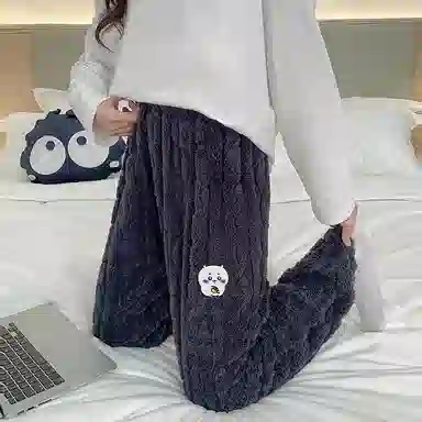 莫代尔 纯色时尚柔软亲肤保暖储温可外穿睡裤 女款 深灰色