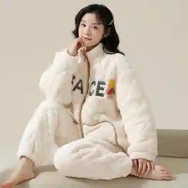 莫代尔 保暖亲肤舒适柔软储温蓄热韩版卡通时尚简约家居服可外穿睡衣套装 男女同款