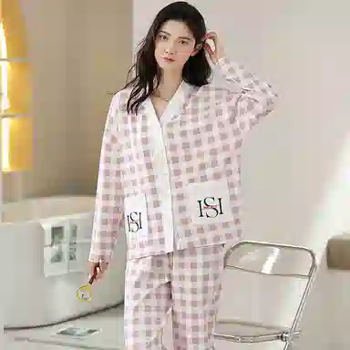 莫代尔 抗菌时尚亲肤舒适甜美柔软透气长袖长裤可外穿家居服睡衣套装 女款 粉红色