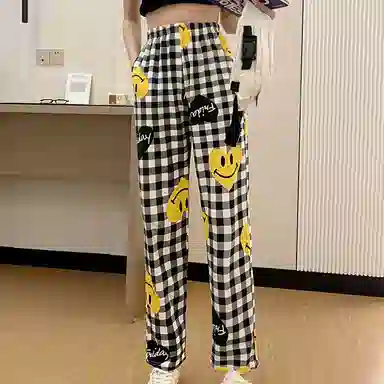 莫代尔 时尚格子印花舒适亲肤长裤睡裤 女款 花色