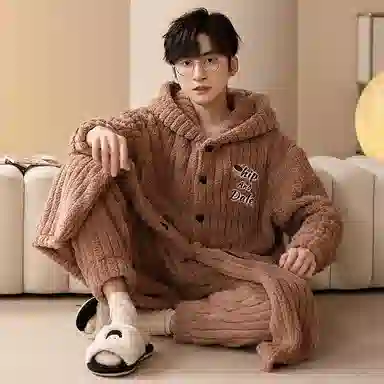 莫代尔 韩版时尚卡通舒适柔软亲肤保暖蓄热储温长袖长裤睡衣套装 男女同款