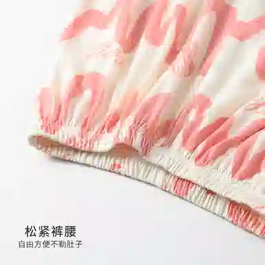 莫代尔 舒适柔软翻领开衫气质时尚百搭防凸点长袖可外穿春秋季睡衣套装 女款 粉色