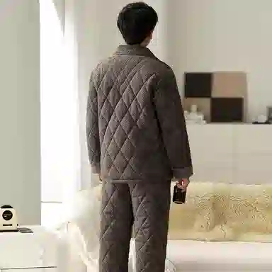 莫代尔 细腻舒适简约蓄热保暖亲肤储温家居服长袖长裤睡衣套装 男款 橄榄棕色