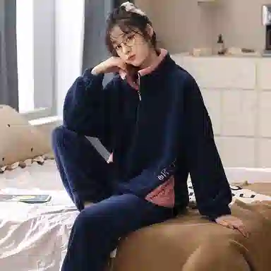 莫代尔 简约透气细腻亲肤吸湿排汗耐磨舒适柔软长袖休闲可外穿长裤睡衣套装 男款 藏青色