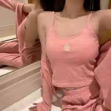 莫代尔 舒适亲肤带胸垫防凸点素色简约休闲韩版时尚家居服长袖长裤睡衣套装 女款