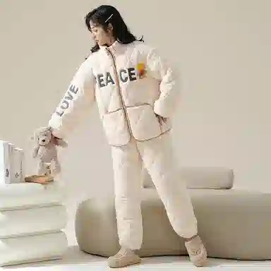 莫代尔 保暖亲肤舒适柔软储温蓄热韩版卡通时尚简约家居服可外穿睡衣套装 男女同款