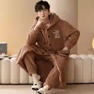 莫代尔 韩版时尚卡通舒适柔软亲肤保暖蓄热储温长袖长裤睡衣套装 男女同款