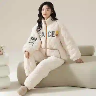 莫代尔 保暖亲肤舒适柔软储温蓄热韩版卡通时尚简约家居服可外穿睡衣套装 男女同款