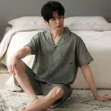 莫代尔 简约休闲短袖上衣百搭时尚五分袖睡衣套装 男款