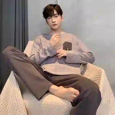 莫代尔 细腻耐磨舒适柔软亲肤透气微弹长袖松紧裤腰不勒腹长裤居家休闲可外穿睡衣套装 男款 紫色