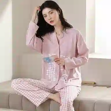 莫代尔 抗菌亲肤舒适轻薄甜美透气温柔不易起球长袖长裤可外穿春秋季睡衣套装 女款 图片色