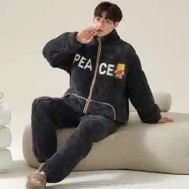 莫代尔 保暖亲肤舒适柔软储温蓄热韩版卡通时尚简约家居服可外穿睡衣套装 男女同款