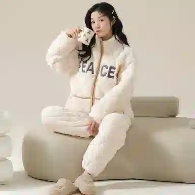 莫代尔 保暖亲肤舒适柔软储温蓄热韩版卡通时尚简约家居服可外穿睡衣套装 男女同款