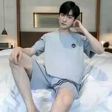 莫代尔 圆领套头慵懒风百搭短袖五分裤不易起球居家服可外穿睡衣套装 男款 浅灰色