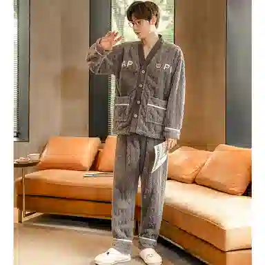 莫代尔 柔软亲肤舒适透气家居服长袖长裤可外穿睡衣套装 男女同款