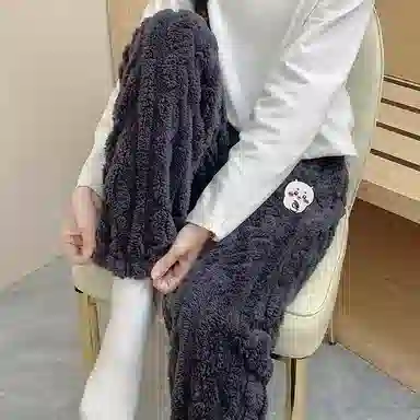 莫代尔 纯色时尚柔软亲肤保暖储温可外穿睡裤 女款 深灰色