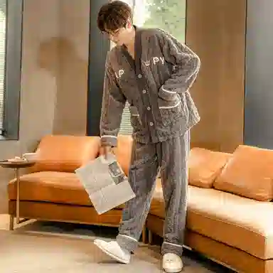 莫代尔 柔软亲肤舒适透气家居服长袖长裤可外穿睡衣套装 男女同款