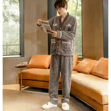 莫代尔 柔软亲肤舒适透气家居服长袖长裤可外穿睡衣套装 男女同款