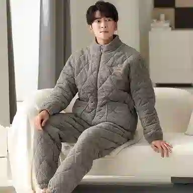 莫代尔 时尚长袖长裤保暖储温细腻蓄热加厚不臃肿家居服可外穿睡衣套装 男款 灰色