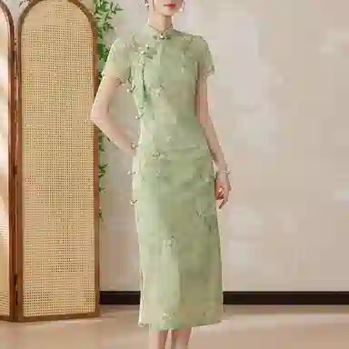 丝絮丝绸 气质舒适高腰短袖连衣裙 女款