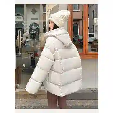 丝絮丝绸 宽松连帽长袖棉服 女款