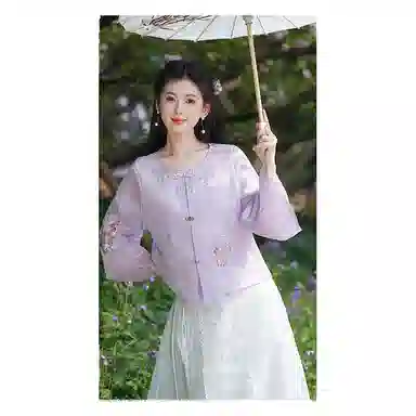 丝絮丝绸 新中式东方气质九分袖文艺汉服裙装套装 女款