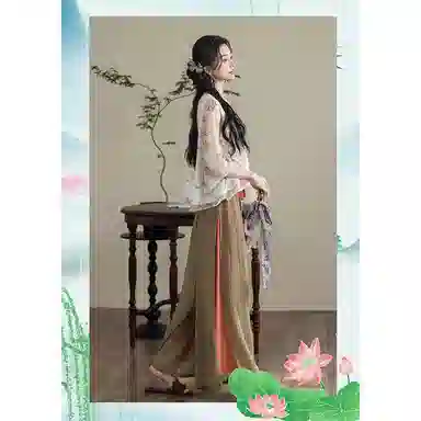 丝絮丝绸 新中式兰花印复古国风设计汉服裙装套装 女款
