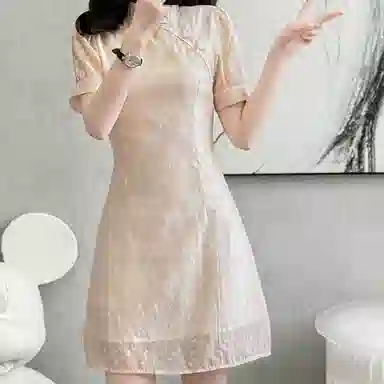 丝絮丝绸 新中式简约百搭短袖连衣裙 女款