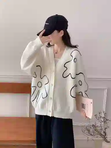 丝絮丝绸 韩版秋季宽松时尚高级感慵懒风上衣针织衫 女款
