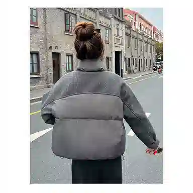 丝絮丝绸 冬季时尚韩版宽松加厚连帽面包服保暖外套棉服 女款