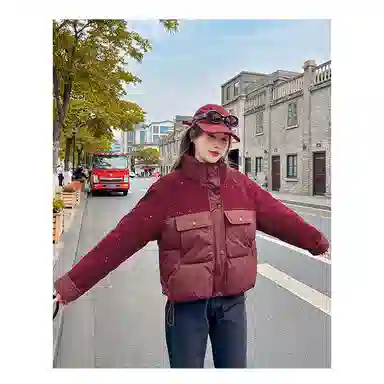 丝絮丝绸 冬季时尚韩版宽松加厚连帽面包服保暖外套棉服 女款