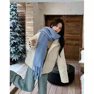 丝絮丝绸 韩系甜美波点宽松加厚面包服百搭保暖外套棉服 女款