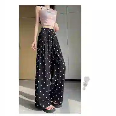 丝絮丝绸 薄款印花慵懒复古直筒阔腿长裤休闲裤 女款