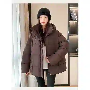 丝絮丝绸 宽松连帽长袖棉服 女款