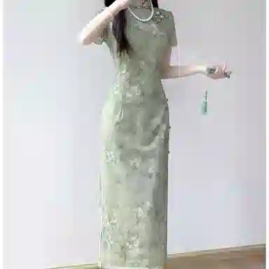 丝絮丝绸 气质舒适高腰短袖连衣裙 女款