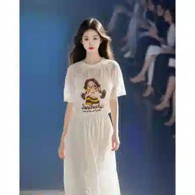 丝絮丝绸 洋气小众法式时尚气质减龄蕾丝上衣蛋糕裙两件套裙装套装 女款