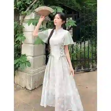 丝絮丝绸 时尚休闲简约百搭短袖连衣裙 女款