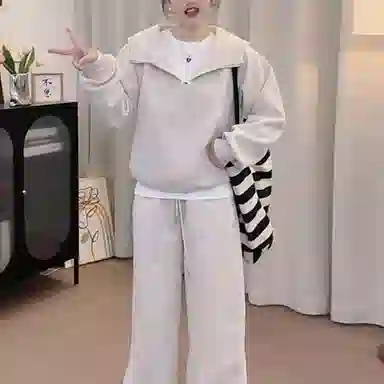 丝絮丝绸 秋季时尚小个子宽松阔腿裤两件套休闲套装 女款