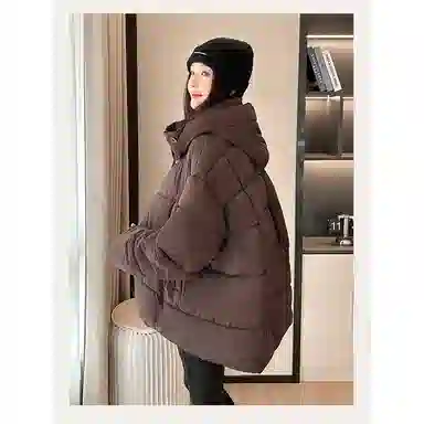 丝絮丝绸 宽松连帽长袖棉服 女款