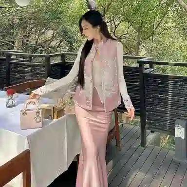 丝絮丝绸 新中式国风盘扣提花马甲 女款