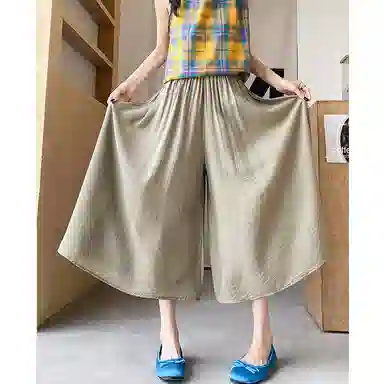 丝絮丝绸 宽松慵懒九分阔腿裙裤高腰摆半身裙休闲长裙 女款