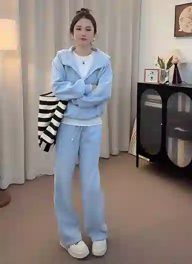 丝絮丝绸 秋季时尚小个子宽松阔腿裤两件套休闲套装 女款