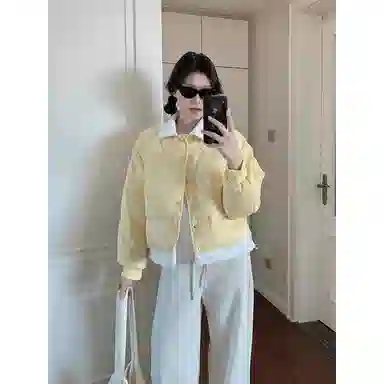 丝絮丝绸 冬季文艺温柔宽松舒适百搭假两件外套棉服 女款