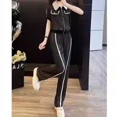 丝絮丝绸 小众时尚减龄短袖上衣简约阔腿裤休闲套装 女款