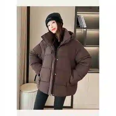 丝絮丝绸 宽松连帽长袖棉服 女款