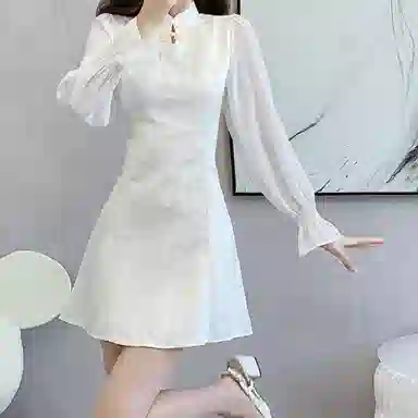 丝絮丝绸 新中式旗袍高级感长袖连衣裙 女款