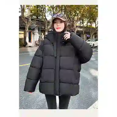 丝絮丝绸 宽松连帽长袖棉服 女款